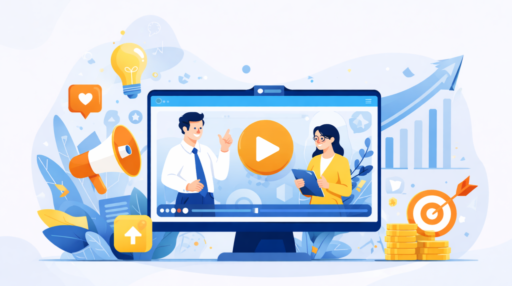 Ilustrasi explainer video animasi 2D untuk marketing bisnis